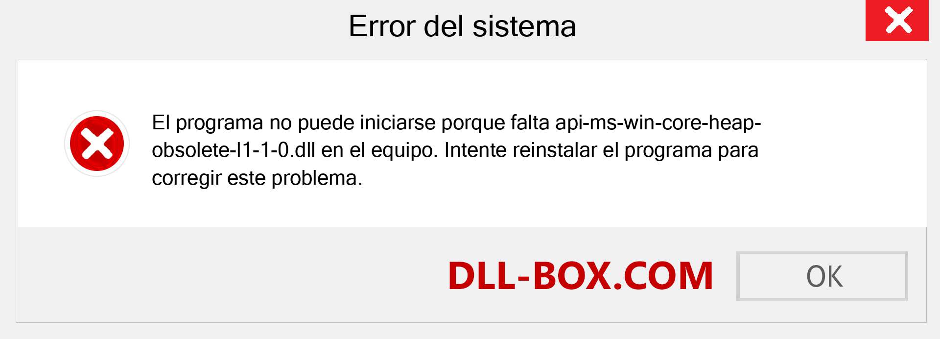 ¿Falta el archivo api-ms-win-core-heap-obsolete-l1-1-0.dll ?. Descargar para Windows 7, 8, 10 - Corregir api-ms-win-core-heap-obsolete-l1-1-0 dll Missing Error en Windows, fotos, imágenes